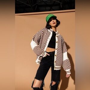 Dressed in LALA Get What I Want Grandpa Cardigan in Coffee/Cream OS